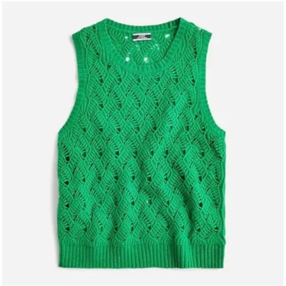 J Crew Cashmere pointelle sweater shell in green NWT